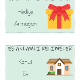 10 Adet Eş Anlamlı Kelime Kartı